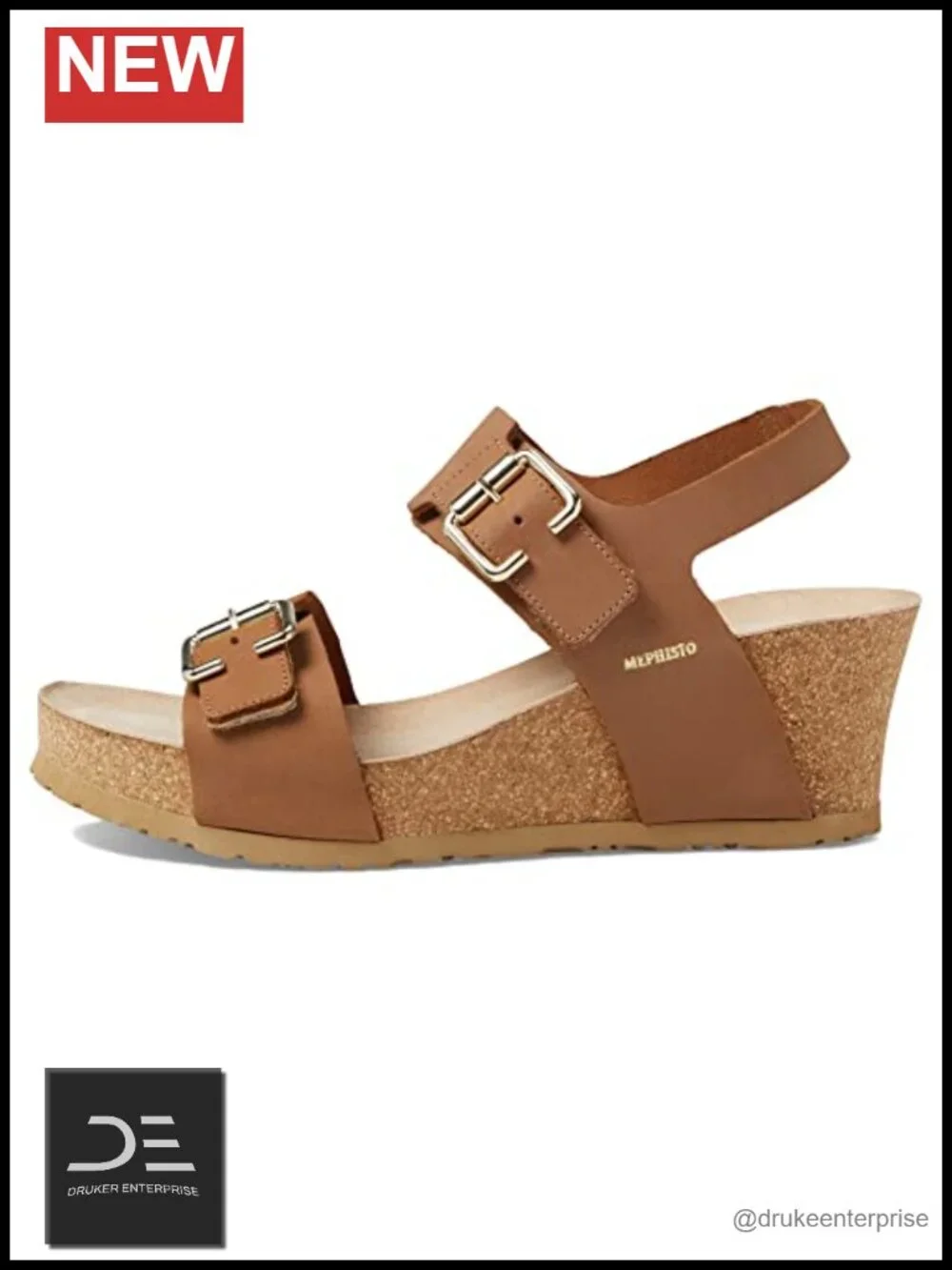 Wedge Sandals Women's Leather Cork Footbed Slingback Hook and Loop